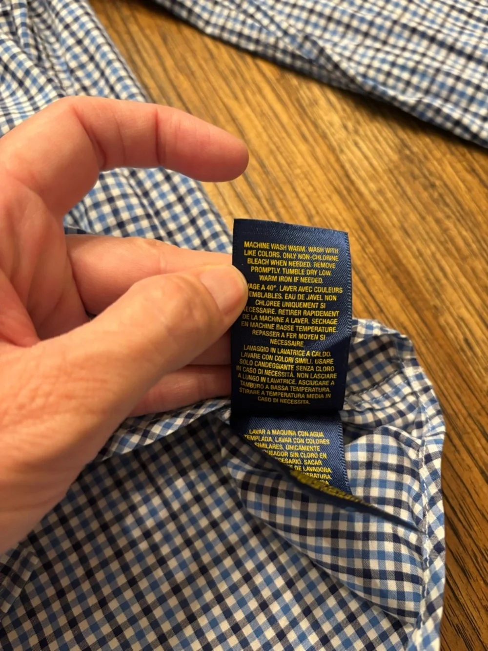 Ralph Lauren Boys Blue Gingham Button-Down Shirt Youth Large 14-16 Cotton Preppy